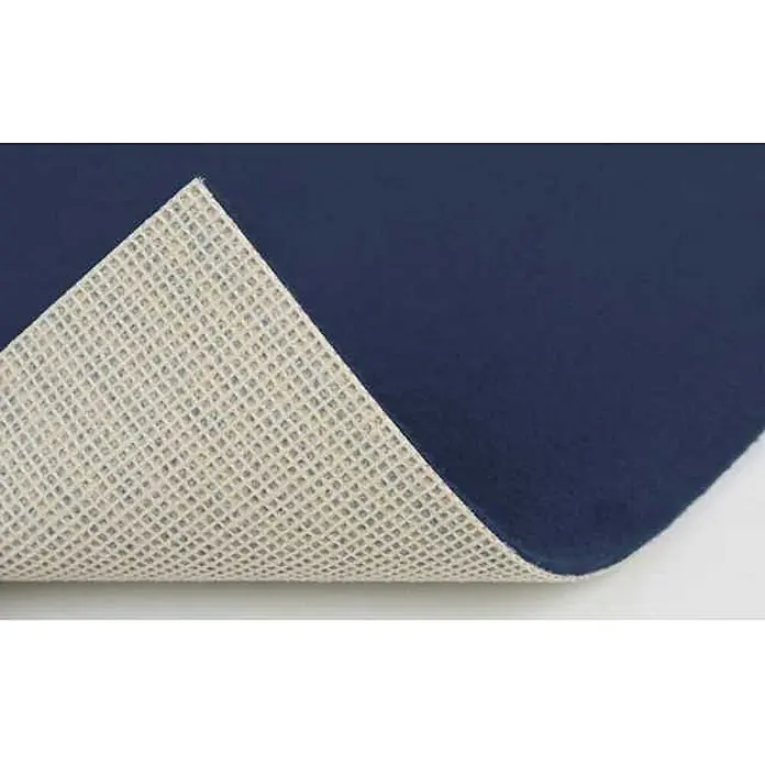 Bricoflor Teppichboden Meterware 4,5x4m, Velours uni, dunkel-blau - Velours, 100 % Polyamid (PA), dunkel-blau - Marineblauer Stoff mit sichtbarer weißer Anti-Rutsch-Gitterunterseite.