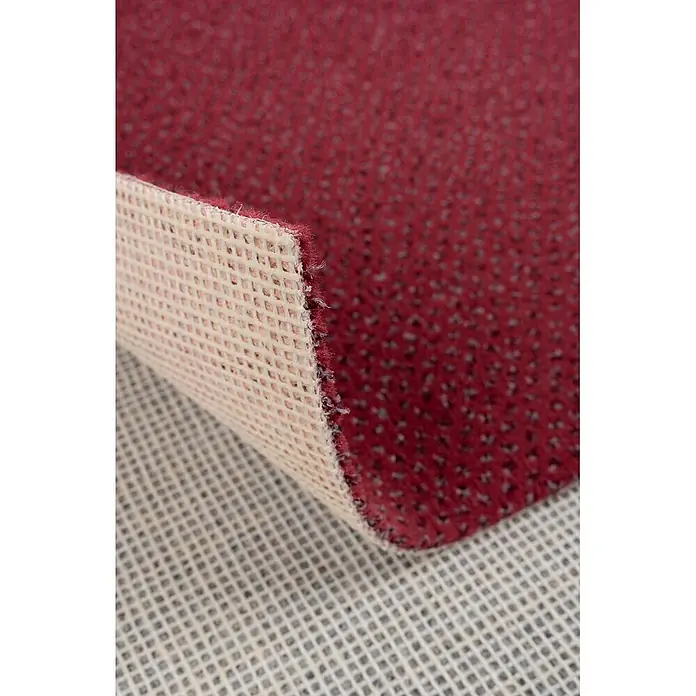 Bricoflor Teppichboden Meterware Velours gemustert, dunkel-rot, 250 x 400 cm - Breite: 400 cm, Velours, 100 % Polyamid (PA), dunkel-rot - Roter Teppich mit sichtbarer rutschfester Gitterunterseite.