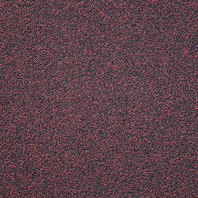 Bricoflor Teppichboden Meterware Schlinge meliert, rot schwarz, 700 x 400 cm - Breite: 400 cm, Schlinge, 100 % Polyamid (PA), rot schwarz - Nahaufnahme eines rot-schwarz gesprenkelten Teppichs mit Textur.