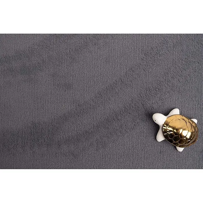 Bricoflor Teppichboden Meterware 4,5x4m, Velours uni, dunkel-grau anthrazit - Velours, 100 % Polyamid (PA), dunkel-grau anthrazit - Kleine Dekoschildkröte mit weißem Körper und glänzender Goldschale.