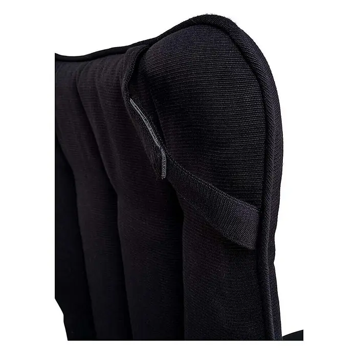 Ebuy24 Sitzauflage Cleveland 4er-Set - 1 Stk., L x B x H: 45 x 52 x 5 cm, Polyester., Schwarz - Schwarze, gepolsterte Stoffstütze mit verstellbarem Riemen.