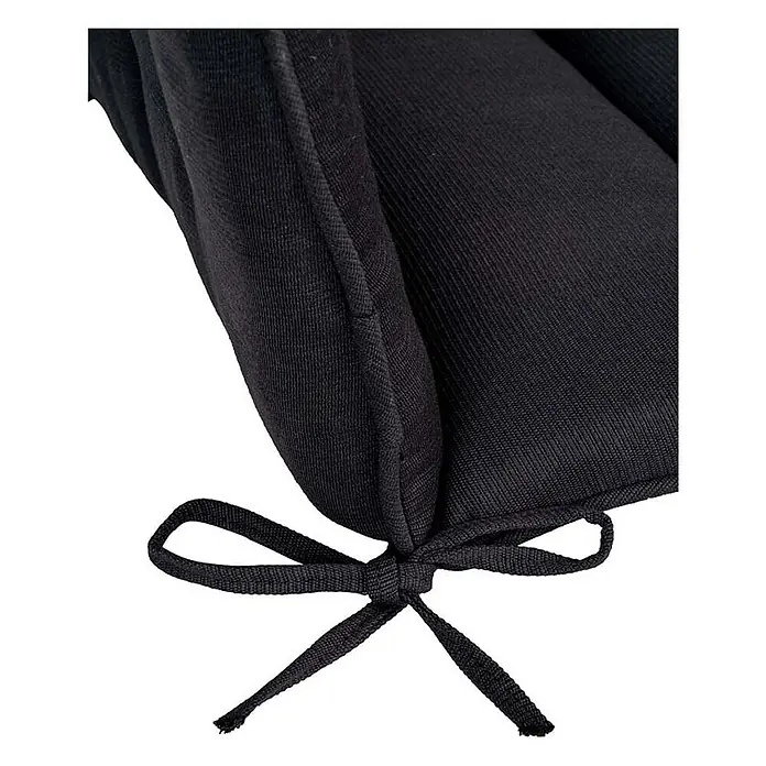 Ebuy24 Sitzauflage Cleveland 4er-Set - 1 Stk., L x B x H: 45 x 52 x 5 cm, Polyester., Schwarz - Schwarzes gewebtes Stuhlkissen mit gerippter Textur und passenden Stoffbändern.