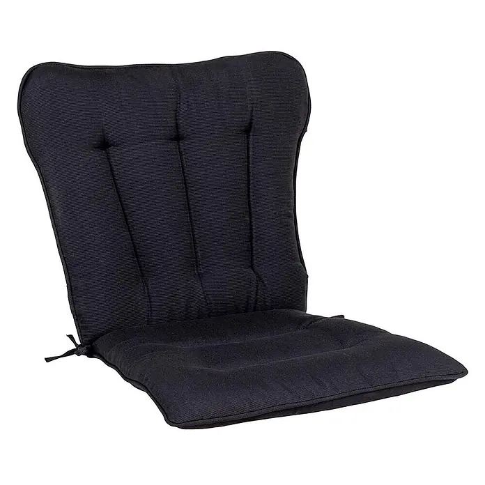 Ebuy24 Sitzauflage Cleveland 4er-Set - 1 Stk., L x B x H: 45 x 52 x 5 cm, Polyester., Schwarz - Dunkelgraues Hochlehner-Stuhlkissen mit gestepptem Design und seitlicher Bindung.