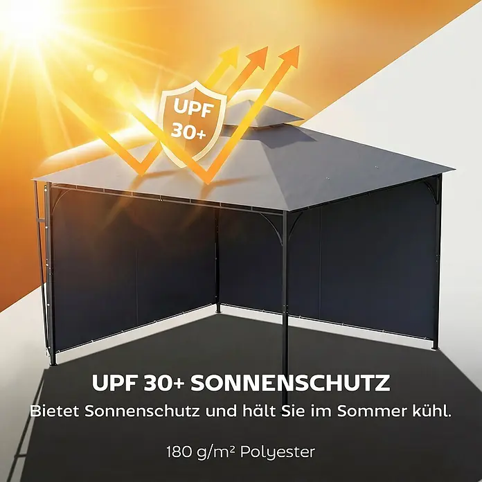 Outsunny Standard-Pavillon - Farbe Gestell: Dunkelgrau, Metall - Dunkelgrauer Pavillon aus 180 g/m² Polyester, bietet UPF 30+ Sonnenschutz und hält im Sommer kühl.