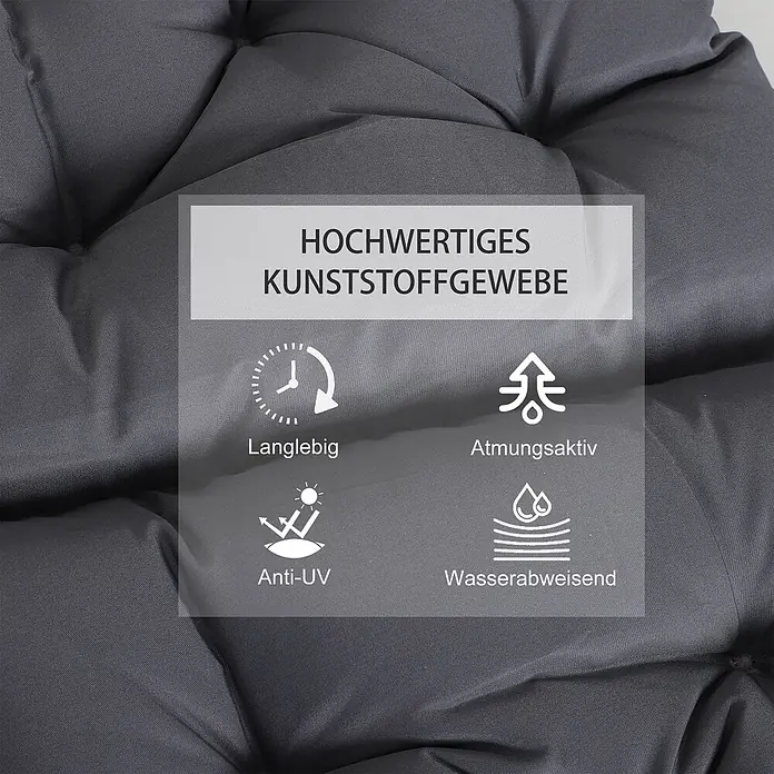 Outsunny Sitzauflage - Niederlehner, 2 Stk., Oxford, Schaumstoff, Grau - Dunkelgraues, getuftetes Kunststoffgewebe; langlebig, atmungsaktiv, UV-beständig und wasserabweisend.