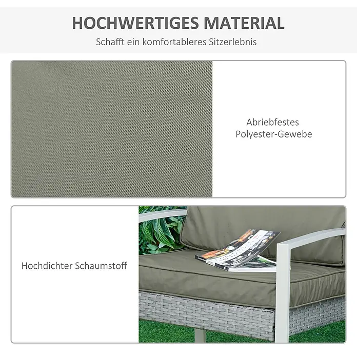 Outsunny Sitzauflage - Niederlehner, 1 Stk., 100% Polyester, Dunkelgrau - Graue Gartenmöbelkissen aus abriebfestem Polyestergewebe und hochdichtem Schaumstoff für hohen Sitzkomfort.
