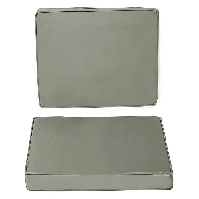Outsunny Sitzauflage - Niederlehner, 1 Stk., 100% Polyester, Dunkelgrau - Zwei graue rechteckige Kissen, ein Rückenkissen und ein Sitzkissen.