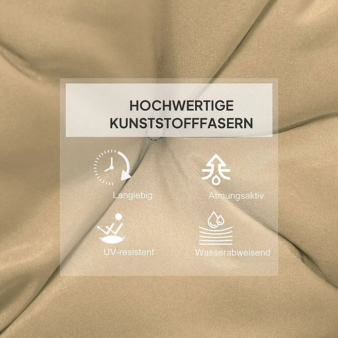 Outsunny Sitzauflage - Niederlehner, 2 Stk., Polyester, Schaumstoff, Khaki - Hellbrauner Stoff aus hochwertigen Kunststofffasern, langlebig, atmungsaktiv, UV-resistent und wasserabweisend.