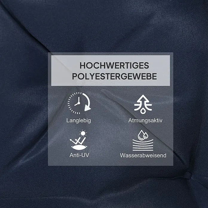 Outsunny Sitzauflage - Niederlehner, 2 Stk., Polyester, Schaumstoff, Blau - Hochwertiges dunkelblaues Polyestergewebe, langlebig, atmungsaktiv, UV-beständig und wasserabweisend.