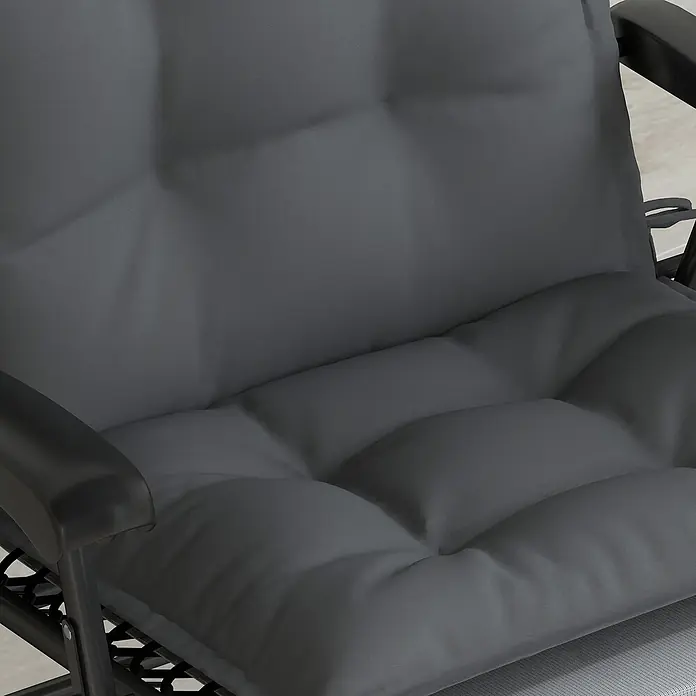 Outsunny Sitzauflage - Hochlehner, 2 Stk., L x B x H: 116 x 50 x 5 cm, 100% Polyester, Dunkelgrau - Dunkelgraues Polsterkissen auf einem Relaxsessel, mit weicher, gesteppter Stofftextur.