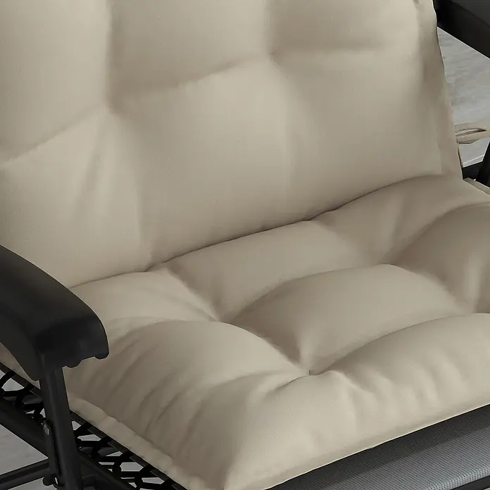 Outsunny Sitzauflage - Hochlehner, 2 Stk., 100% Polyester, Beige - Beiges, getuftetes Stoffkissen für einen Outdoor-Stuhl.