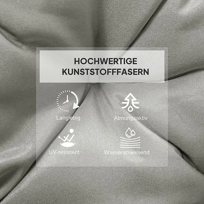Outsunny Sitzauflage - Niederlehner, 2 Stk., Polyester, Schaumstoff, Hellgrau - Graues Textil aus hochwertigen Kunststofffasern: langlebig, atmungsaktiv, UV-resistent und wasserabweisend.