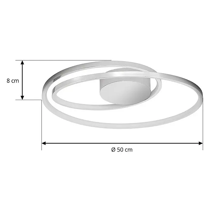 Lucande Deckenleuchte Maire - chrom / silber, chrom / silber - Moderne weiße LED-Deckenleuchte mit überlappendem Kreisdesign, 50 cm Durchmesser, 8 cm Höhe.