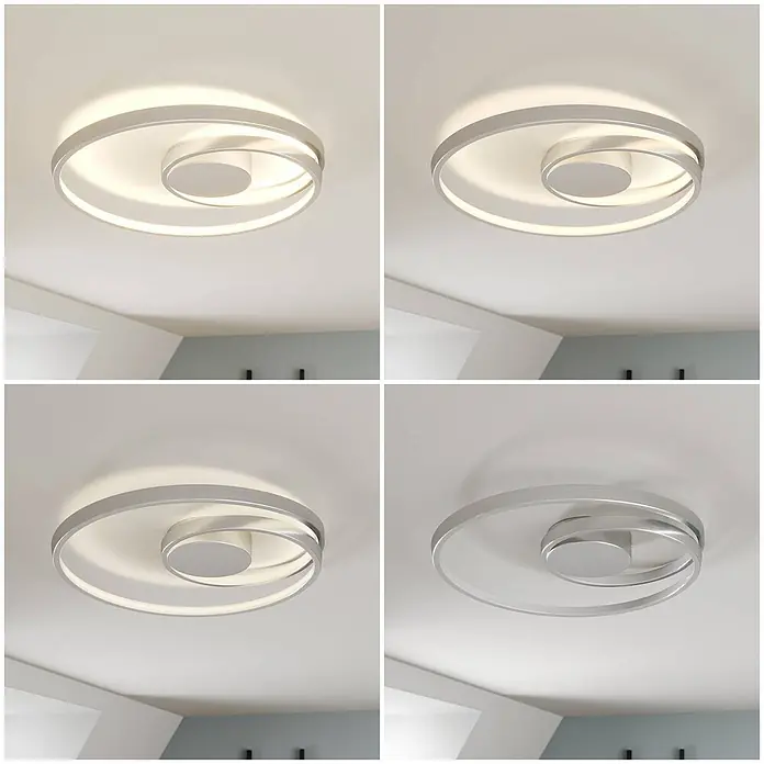 Lucande Deckenleuchte Maire - chrom / silber, chrom / silber - Moderne silberne LED-Deckenleuchte in Spiralform mit konzentrischen Ringen, beleuchtet.