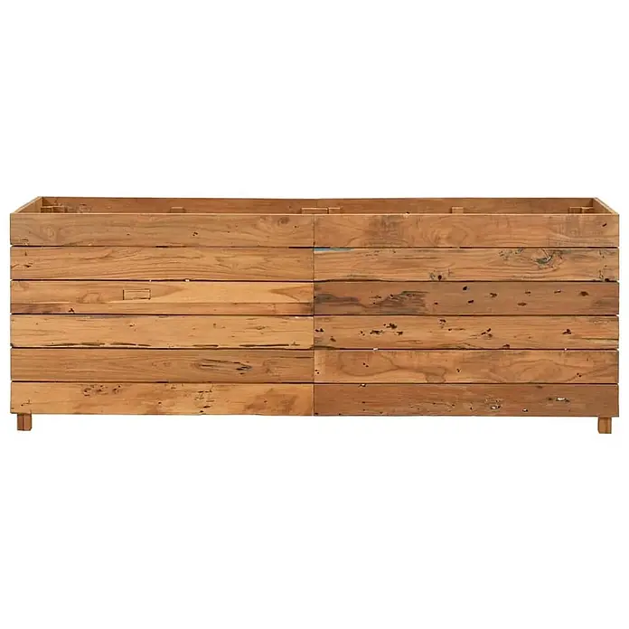 Furnicato Hochbeet Teak-Altholz - 150 x 40 x 55 cm, Holz, Braun - Rustikaler Holz-Sideboardrahmen aus gestapelten, wiederverwerteten Holzplanken.