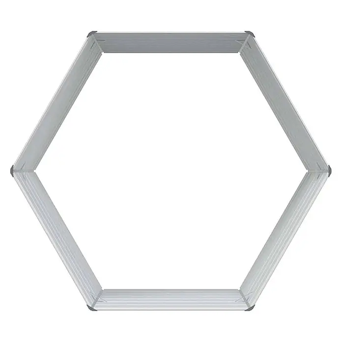 Furnicato Hochbeet Verzinkter Stahl - 129 x 129 x 77 cm, Stahl, Holzoptik - Silbernes sechseckiges Metall-Hochbeetgestell mit Eckverbindern.