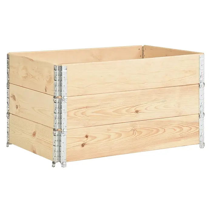 Furnicato Hochbeet Massives Kiefernholz - 100 x 50 x 19 cm, Holz, Braun - Stapelbarer Palettenaufsatzrahmen aus hellem Naturholz mit Metalleckscharnieren.