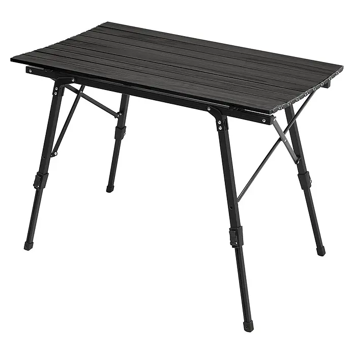 SVITA Campingtisch - L x B x H: 90 x 51,5 x 68 cm, Schwarz - Schwarzer, klappbarer Campingtisch mit Lamellenplatte und verstellbaren Beinen.