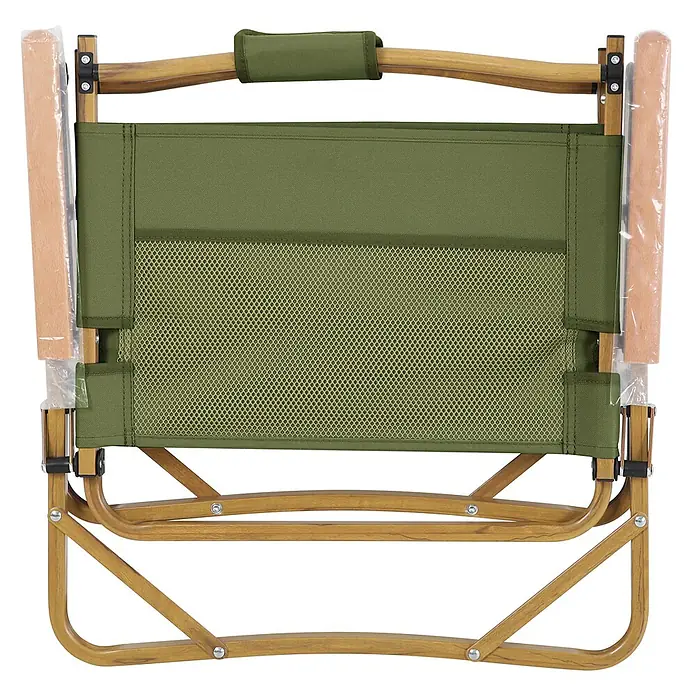 SVITA Campingstuhl - Grün, B x T x H: 55 x 53 x 61 cm - Olivgrüner Camping-Klappstuhl mit Holzrahmen und Netztasche.