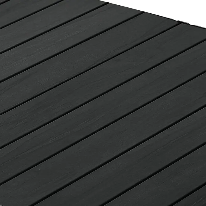 SVITA Campingtisch - L x B x H: 60 x 119 x 44,5 cm, Schwarz - Dunkelgraue gerillte Bretter mit Holztextur, geeignet für Tischplatten oder Terrassenbelag.
