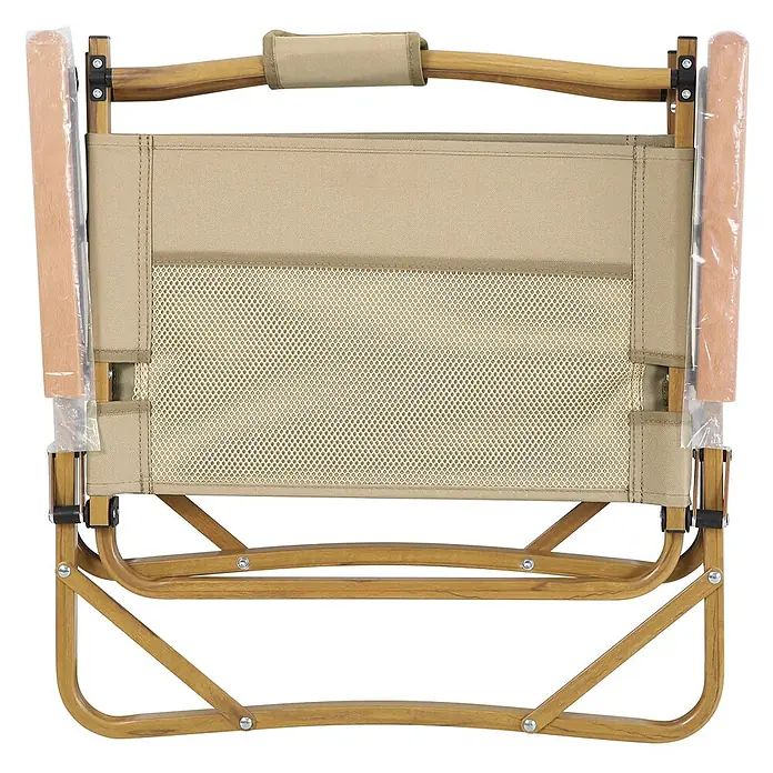 SVITA Campingstuhl - Beige, B x T x H: 55 x 53 x 61 cm - Klappbarer Campingstuhl mit beigem Stoff und Netzgewebe, hellbraunem Rahmen. Armlehnen sind in Plastik verpackt.