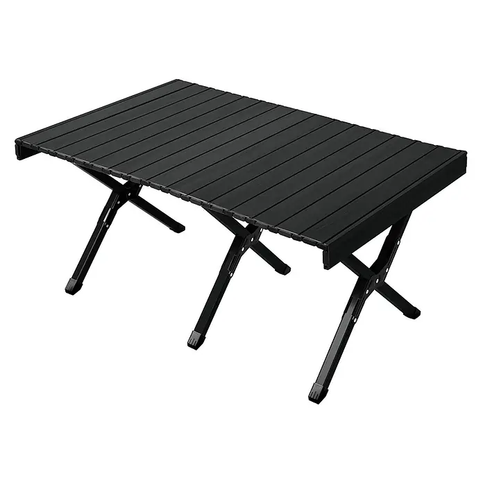 SVITA Campingtisch - L x B x H: 60 x 119 x 44,5 cm, Schwarz - Schwarzer, klappbarer Camping-Tisch mit Lattenrostplatte und X-förmigen Beinen.