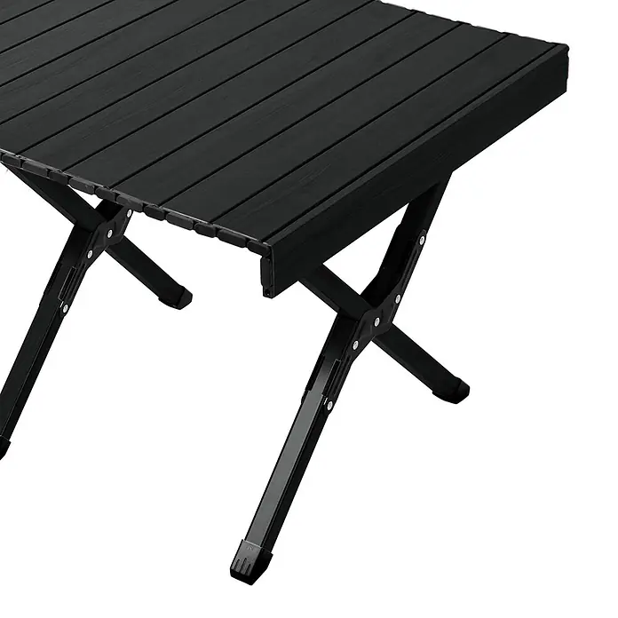 SVITA Campingtisch - L x B x H: 60 x 119 x 44,5 cm, Schwarz - Schwarzer Klapptisch mit Lattenplatte und stabilem Metallgestell.