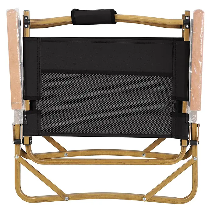 SVITA Campingstuhl - 1 Stk., Aluminium in Holzoptik, Klappbar, Schwarz, B x T x H: 55 x 53 x 61 cm - Klappbarer Holzstuhl mit naturfarbenem Holzrahmen und schwarzer Stofflehne mit Netztasche.