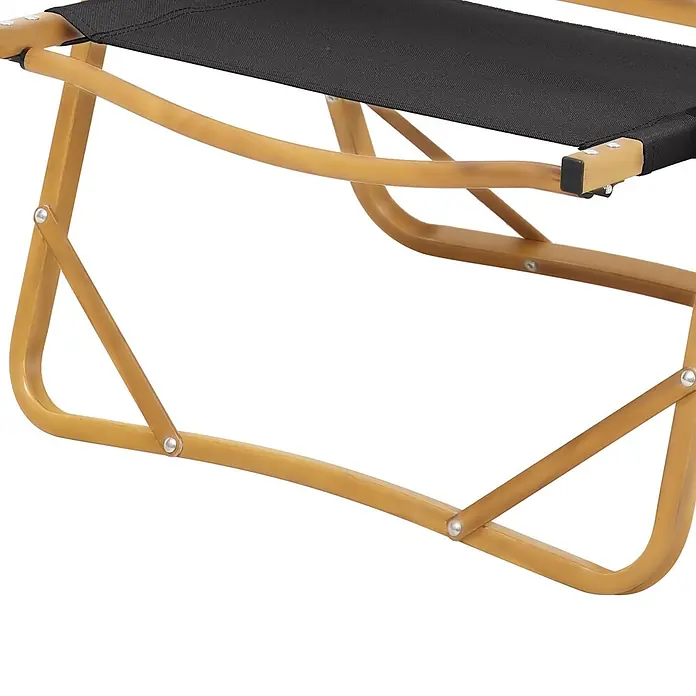 SVITA Campingstuhl - 1 Stk., Aluminium in Holzoptik, Klappbar, Schwarz, B x T x H: 55 x 53 x 61 cm - Klappstuhl mit goldfarbenem Metallgestell und schwarzem Stoff.
