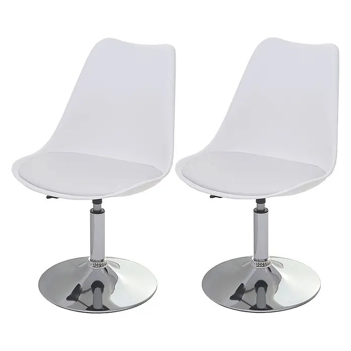 Chefgastro Gartenstuhl-Set - 2 Stk., Kunstleder, Weiß, B x T x H: 48 x 54 x 80 cm - Zwei weiße Barhocker mit gepolsterten Sitzen und verchromten Fußgestellen.
