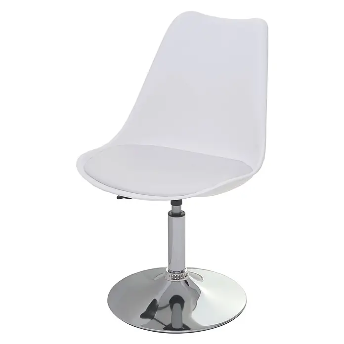 Chefgastro Gartenstuhl-Set - 2 Stk., Kunstleder, Weiß, B x T x H: 48 x 54 x 80 cm - Weißer moderner Drehstuhl mit gepolsterter Sitzfläche und Chrom-Scheibenfuß.