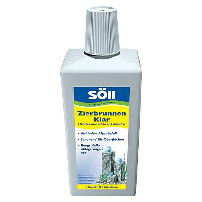 Söll Spezialreiniger ZierbrunnenKlar - 1 l - Flasche Söll Zierbrunnen Klar zur Reinigung und Pflege von Zierbrunnen, hält sie sauber und algenfrei.