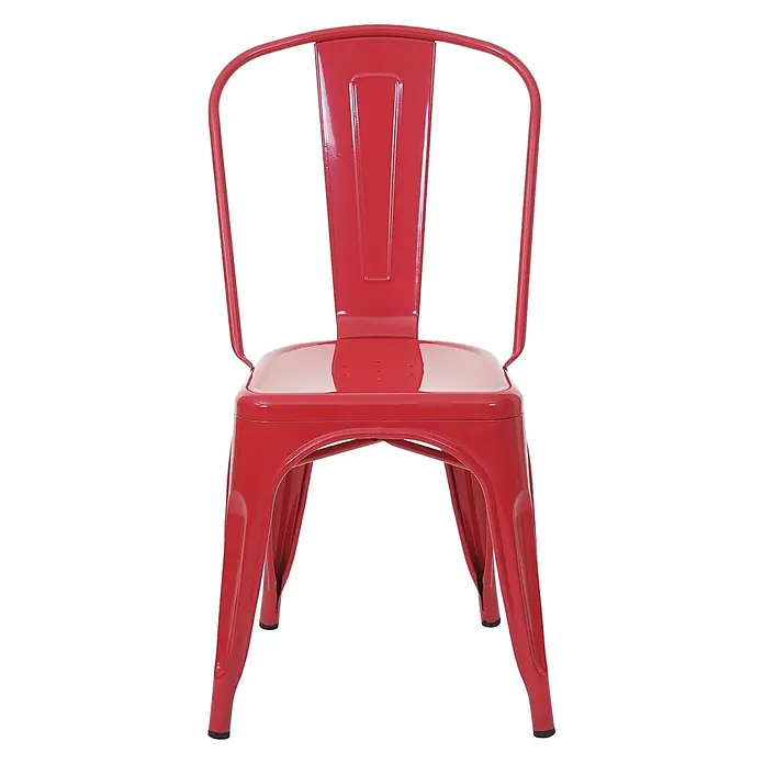 Chefgastro Gartenstuhl-Set - 4 Stk., Metall, Stapelbar, Rot - Roter Metallstuhl im Industriestil.