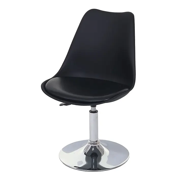 Chefgastro Gartenstuhl-Set - 2 Stk., Kunstleder, Schwarz, B x T x H: 48 x 54 x 80 cm - Schwarzer Drehstuhl mit gepolsterter Sitzfläche und Chrom-Tellerfuß.