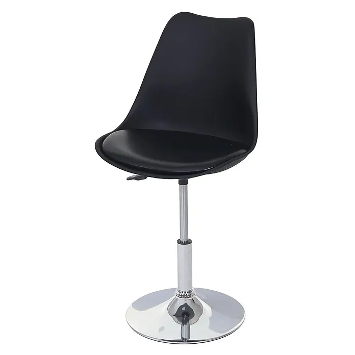Chefgastro Gartenstuhl-Set - 2 Stk., Kunstleder, Schwarz, B x T x H: 48 x 54 x 80 cm - Schwarzer Barhocker mit gepolsterter Kunstledersitzfläche auf verstellbarem Chrom-Gaslift und rundem Fuß.
