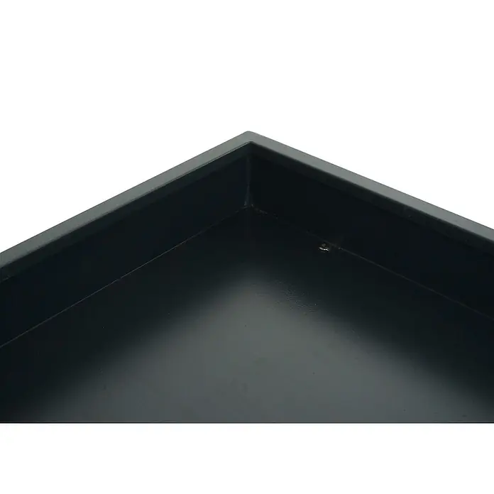 XL Mähroboter-Garage mit Pflanzkasten | HxBxT 47x70x94cm | WPC Metall | Eiche-Optik | Dach Unterstand für Rasenmäher -  - Dunkelgraue Metallecke eines Pflanzkastens mit kleiner sichtbarer Schraube.