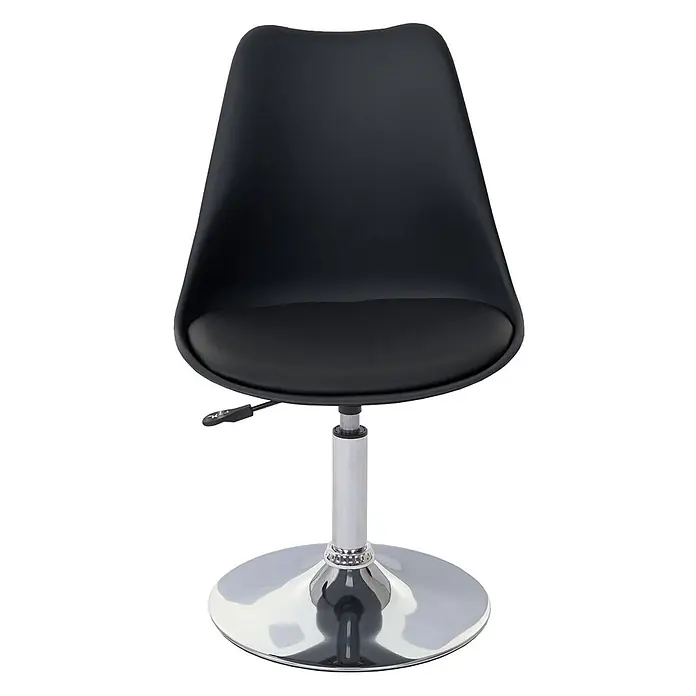 Chefgastro Gartenstuhl-Set - 2 Stk., Kunstleder, Schwarz, B x T x H: 48 x 54 x 80 cm - Schwarzer moderner Drehstuhl mit gepolsterter Sitzfläche und verchromtem, höhenverstellbarem Gaslift-Fuß.