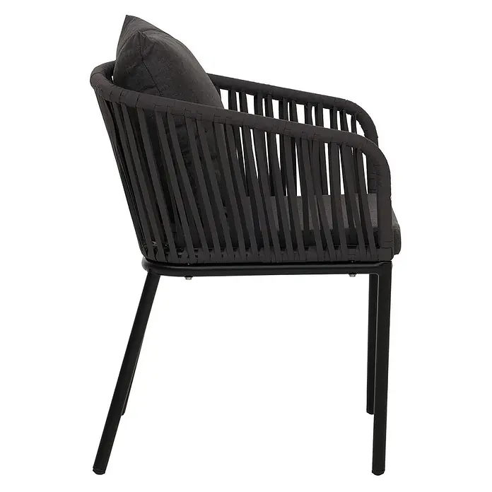 Proregal Gartenstuhl-Set - 2 Stk., Aluminium, Anthrazit - Dunkelgrauer moderner Sessel mit gewebter Bespannung und schwarzem Metallgestell, inklusive Sitz- und Rückenkissen.