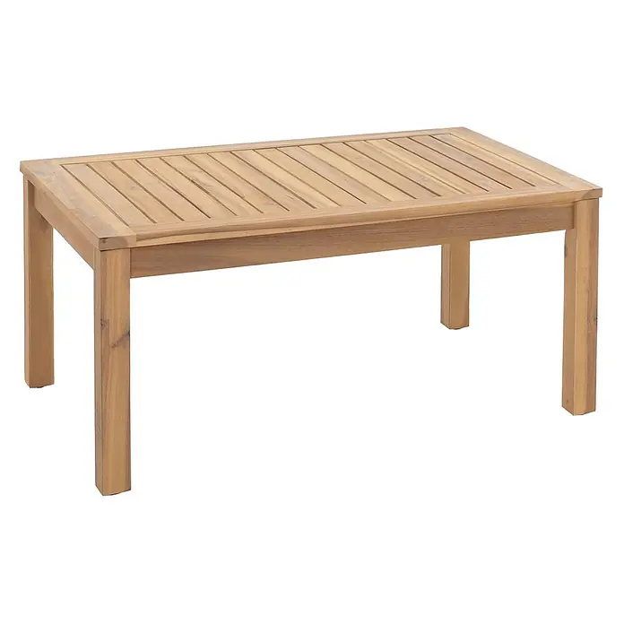 Proregal Loungemöbel-Set - 4 -tlg., Akazienholz, Grau - Rechteckiger hellbrauner Couchtisch aus Holz für den Außenbereich mit Lattenplatte und stabilen Beinen.