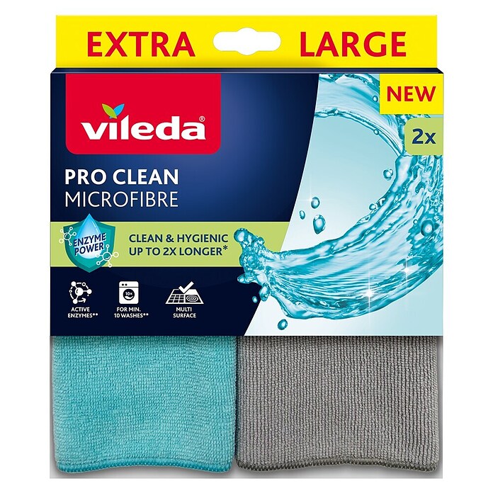 Vileda Pro Clean Krpa od mikrovlakana  (Š x D: 18 x 21,5 mm, Materijal: prirodni materijali, 2 Kom.) | BAUHAUS