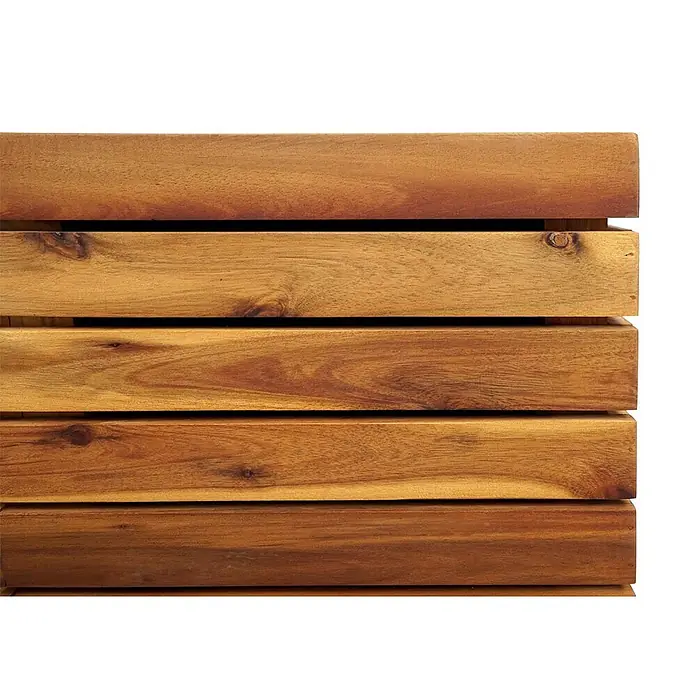 Proregal Pflanzkasten Set - 2 Stk., Holz, Braun - Horizontale Hartholzlamellen mit sichtbarer Maserung und warmen Brauntönen.