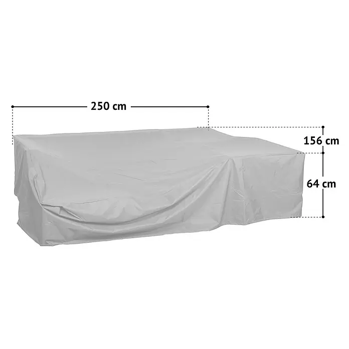SVITA Loungemöbel-Set QUEENS - 5 -tlg., 5 mm Sicherheitsglas, Stahl, 260g Polyester, Gartenlounge mit Abdeckhaube im Set, Schwarz - Hellgraue Schutzhülle für Gartenmöbel, 250 cm lang, 156 cm breit und 64 cm hoch.