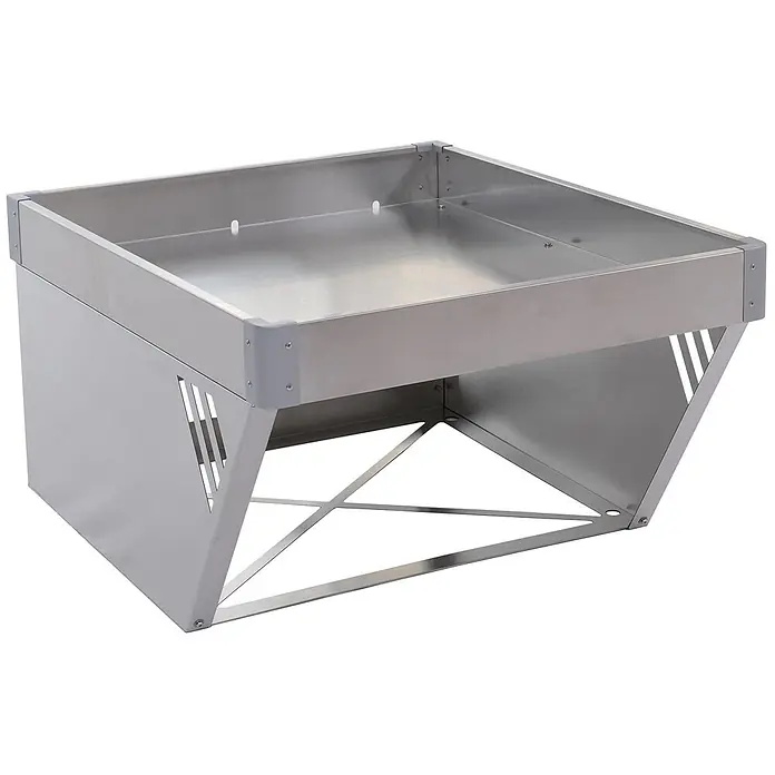 Proregal Mähroboter-Garage Mit Pflanzkasten - L x B x H: 70 x 60 x 40 cm, Silber, Ausführungseigenschaft: mit Pultdach, Gardena, WORX, Husqvarna, Einhell, Landxcape, Juka - Edelstahl Buffet-Displayständer-Unterteil mit offener Oberseite und robuster Kreuzverstrebung, graue Eckenschützer.