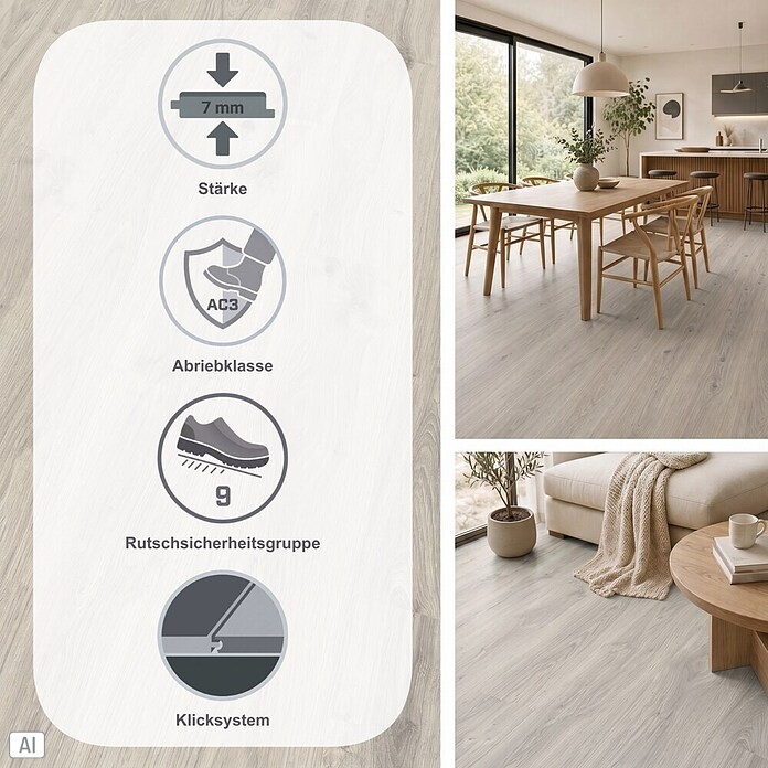 Egger Laminat NatureSense (Zermatt Eiche hell, Landhausdiele, 1 292 x 193 x 7 mm) | BAUHAUS