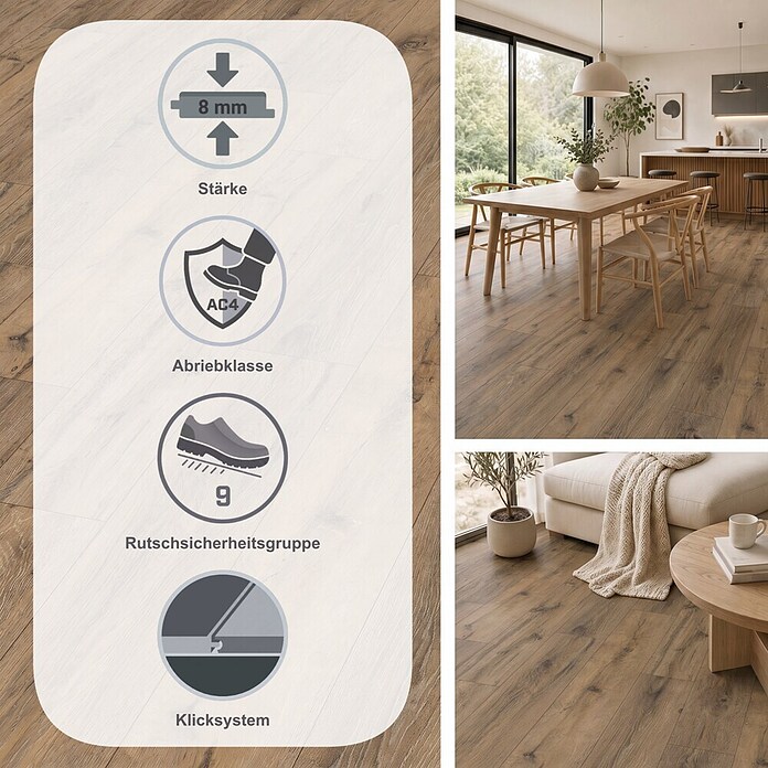 Egger Laminat NatureSense (Parkett Eiche dunkel, Landhausdiele, 1 292 x 193 x 8 mm) | BAUHAUS
