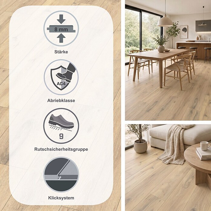 Egger Laminat NatureSense (Parkett Eiche, Landhausdiele, 1 292 x 193 x 8 mm) | BAUHAUS