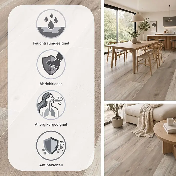 MyStyle MyArt Laminat - Wilderness Oak, Landhausdiele, 2.003 x 245 x 12 mm - Heller Boden in Holzoptik im modernen Zuhause, mit Feuchtraumeignung, Abriebklasse AC5, Allergikerfreundlichkeit und antibakteriell.