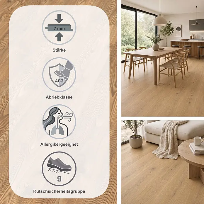 Egger Laminat NatureSense - Kanadische Fichte, Landhausdiele, 1.292 x 193 x 7 mm - Helles Laminatboden in Holzoptik im modernen Zuhause, mit 7mm Stärke, AC3 Abriebklasse, allergikerfreundlich und rutschsicher (Gruppe 9).