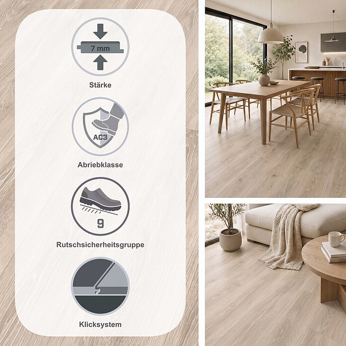 Egger Laminat NatureSense (Newport Eiche hellgrau, Landhausdiele, 1 292 x 193 x 7 mm) | BAUHAUS