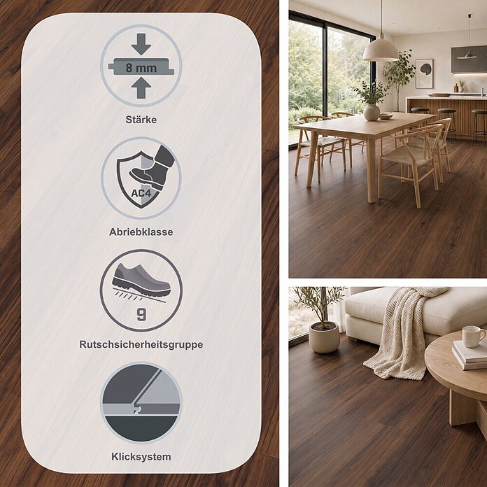 Egger Laminat NatureSense (Warmia Nussbaum braun, Landhausdiele, 1 292 x 193 x 8 mm) | BAUHAUS